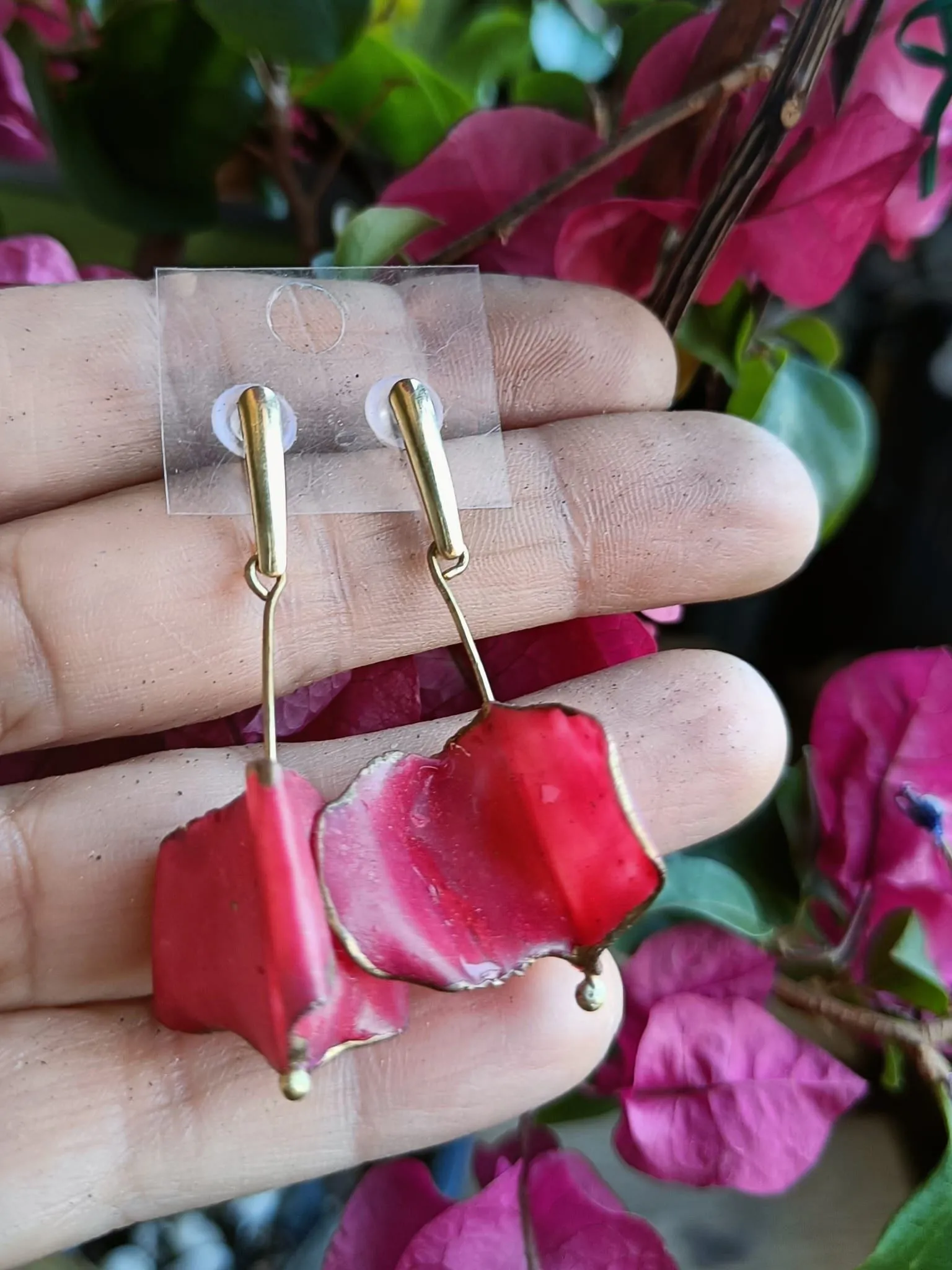 Pendientes buganvillas rojos
